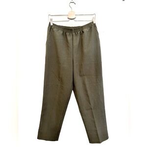 THRIFTED VINTAGE HIGH WAISTED BALLOON PANTS - OLIVE GREEN WITH WHITE STRIPES - M